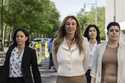 Nicole Daedone, center, founder and former CEO of OneTaste, departs Brooklyn federal court on Tuesd…